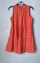 Load image into Gallery viewer, Loft Womens Orange Cotton Embroidered Eyelet Sleeveless Tiered Mini Dress Size M
