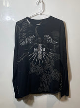 Load image into Gallery viewer, Rebel Spirit Mens Black Long Sleeve Crew Neck Graphic Pullover T-Shirt Size M
