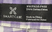 Load image into Gallery viewer, Nordstrom Mens Purple White Plaid Trim Fit Long Sleeve Dress Shirt Size 17.5
