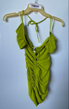 Load image into Gallery viewer, Zara Womens Green Sleeveless Halter Neck Ruched Mini Dress Size S With Tag
