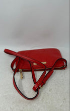 Load image into Gallery viewer, Michael Kors Womens Red Logo Embossed Leather Adjustable Strap Crossbody Bag
