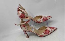 Load image into Gallery viewer, Guess Womens Multicolor Floral Leather Pointed Toe Ankle Strap Heels Size 8.5M
