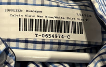 Load image into Gallery viewer, Calvin Klein Mens Blue White Plaid Print Long Sleeve Button-Up Shirt Size XL
