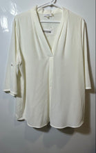 Load image into Gallery viewer, Calvin Klein Womens White 3/4 Sleeve V-Neck Regular Fit Blouse Top Size XL
