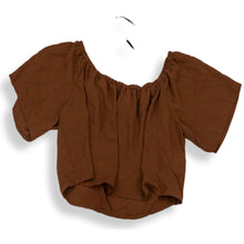 Load image into Gallery viewer, Forever 21 Womens Brown Short Sleeve Round Neck Pullover Cropped Top Size Small
