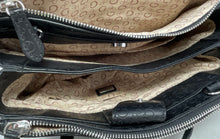 Load image into Gallery viewer, Guess Womens Black Monogram Inner Pockets Double Handle Magnetic Satchel Bag
