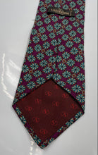 Load image into Gallery viewer, Valentino Mens Purple Geometric Floral Print Silk Keeper Loop Pointed Tie
