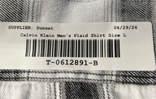Load image into Gallery viewer, Calvin Klein Boys Black White Windowpane Plaid Cotton Button-Up Shirt Size Large
