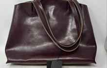 Load image into Gallery viewer, Opzione Womens Brown Leather Inner Pockets Double Handle Tote Bag w/ Tags
