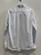 Load image into Gallery viewer, Zara Mens Blue White Striped Print Cotton Long Sleeve Button-Up Shirt Size M
