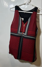 Load image into Gallery viewer, Express Womens Red Black Geometric Sleeveless V-Neck Tunic Blouse Top Size Small
