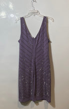 Load image into Gallery viewer, Carmen Marc Valvo Womens Purple V-Neck Rhinestone Sheath Dress Size XL With Tag
