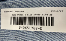 Load image into Gallery viewer, Zara Womens Blue Denim Short Sleeve Collared Button Front Shirt Dress Size XS
