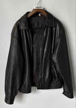 Load image into Gallery viewer, Roundtree &amp; Yorke Mens Brown Leather Long Sleeve Full-Zip Bomber Jacket Size XL
