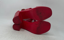 Load image into Gallery viewer, Melissa Womens Model Ad Red Open Toe Buckle Block Platform Heels Size 9
