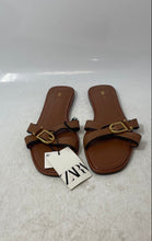 Load image into Gallery viewer, Zara Womens Brown Leather Open-Toe Slip-On Slide Sandals Size 40 With Tag
