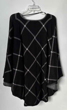 Load image into Gallery viewer, Ivanka Trump Womens Black White Plaid Regular Fit Notch Neck Cape Sweater Sz M/L

