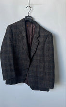 Load image into Gallery viewer, F.Ferro Mens Black Brown Plaid Long Sleeve Three-Button Blazer Size 42R
