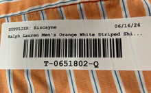 Load image into Gallery viewer, Ralph Lauren Mens Orange White Striped Cotton Custom Fit Dress Shirt Size 15 1/2
