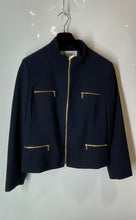 Load image into Gallery viewer, Jones New York Womens Blue Stretch Long Sleeve Mock Neck Full-Zip Jacket Size 14
