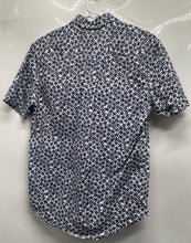 Load image into Gallery viewer, Tommy Hilfiger Mens Blue White Floral Short Sleeve Classic Fit Button-Up Shirt L
