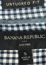 Load image into Gallery viewer, Banana Republic Mens Blue White Gingham Untucked Fit Button-Up Shirt Size S
