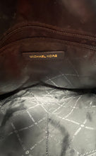Load image into Gallery viewer, Michael Kors Womens Black Beige Monogram Print Zipper Crossbody Handbag
