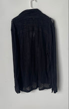 Load image into Gallery viewer, Zara Womens Black Long Sleeve Open Knit Relaxed Fit Button-Up Shirt Size L
