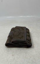 Load image into Gallery viewer, Coach Womens Brown Monogram Leather Trim Credit Card Slots Trifold Wallet
