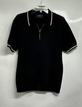 Load image into Gallery viewer, Forever 21 Mens Black Short Sleeve Front Quarter-Zip Collared Polo Shirt Size L
