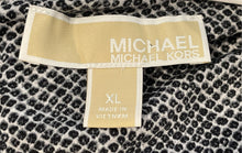 Load image into Gallery viewer, Michael Kors Womens Gray Black Printed Short Sleeve Shift Dress Size XL
