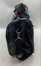 Load image into Gallery viewer, Unbranded Womens Black Snakeskin Embossed Faux Leather Zipper Duffle Bag
