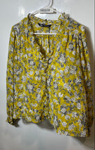 Load image into Gallery viewer, Zara Womens Multicolor Floral Print Long Sleeve Button Front Blouse Top Size M
