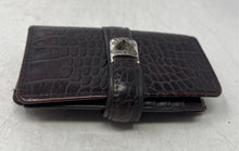 Load image into Gallery viewer, Brighton Womens Brown Croc Embossed Leather Card Holder Bi-Fold Wallet
