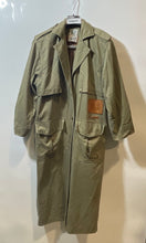 Load image into Gallery viewer, Together Womens Green Long Sleeve Button Front Military Style Trench Coat Size 6
