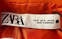 Load image into Gallery viewer, Zara Womens Vibrant Orange Long Sleeve Belted Single Breasted Blazer Size S
