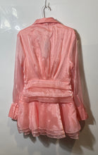 Load image into Gallery viewer, Fashion Nova Womens Lips Sealed Pink Ruffle Long Sleeve Mini Dress Size Medium
