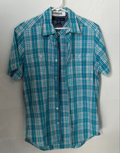Load image into Gallery viewer, Tommy Hilfiger Mens Blue Plaid Short Sleeve Custom Fit Button-Up Shirt Size S/P
