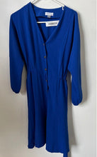 Load image into Gallery viewer, Calvin Klein Womens Blue Long Balloon Sleeve Tie Waist V-Neck Shirt Dress Size 2
