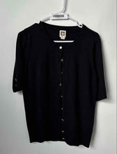 Load image into Gallery viewer, Anne Klein Womens Black Short Sleeve Button Front Cardigan Sweater Size Medium
