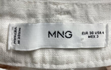 Load image into Gallery viewer, Mango Womens White Linen Flat Front Pockets Straight Leg Cargo Pants Size 4
