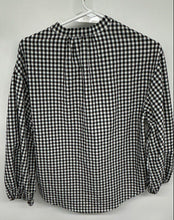 Load image into Gallery viewer, A New Day Womens White Black Gingham Long Sleeve Blouse Top Size Small
