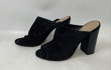 Load image into Gallery viewer, Aldo Womens Black Perforated Open Toe Slip-On Block Mule Heels Size 7.5
