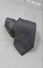 Load image into Gallery viewer, Michael Kors Mens Gray Signature Print Silk Adjustable Long Formal Designer Tie
