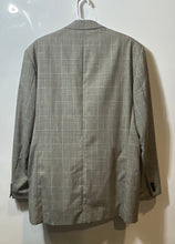 Load image into Gallery viewer, Kasper Mens Beige Gray Plaid Wool Notch Lapel Two-Button Blazer Jacket Size 42R
