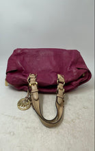 Load image into Gallery viewer, Michael Kors Womens Grayson Fuchsia Pink Nude Leather Charm Satchel Bag
