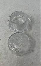 Load image into Gallery viewer, Vintage Clear Engraved Glass Round Shape Scalloped Edge Jewelry Box With Lid
