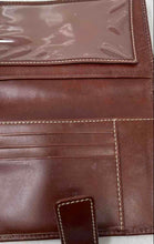 Load image into Gallery viewer, Dooney &amp; Bourke Womens Brown Signature Print Card Holder Bi-Fold Wallet
