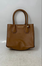 Load image into Gallery viewer, Michael Kors Womens Mercer Brown Pebbled Leather Padlock Charm Crossbody Handbag
