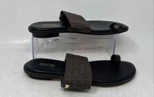 Load image into Gallery viewer, Michael Kors Womens August Brown Monogram Toe Ring Flat Slide Sandals Size 8.5M
